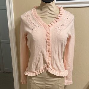 Valerie Stevens Pink Ruffled Sweater